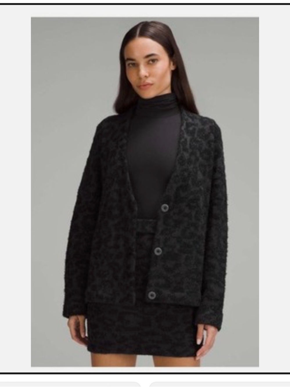 lululemon Wool-Blend Jacquard Cardigan Leopard Grey Black